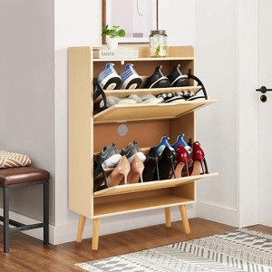 2-Layer MDF Shoe Cabinet with Compact Design, Modern Wooden Finish, Shoe Storage Organizer, Shoe Rack, and Space-Saving Shoe Storage Solution - 1 of 4