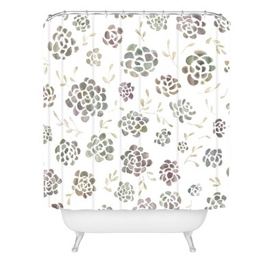 Kelli Murray Succulents Shower Curtain Green/Brown - Deny Designs