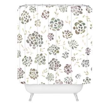Kelli Murray Succulents Shower Curtain Green/Brown - Deny Designs