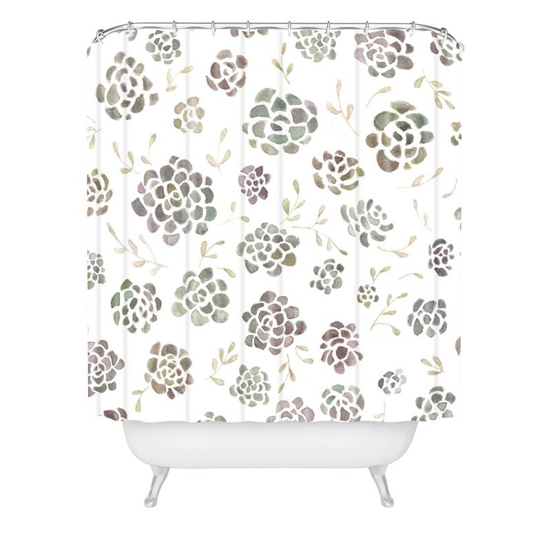 Kelli Murray Succulents Shower Curtain Green/Brown - Deny Designs, 1 of 8