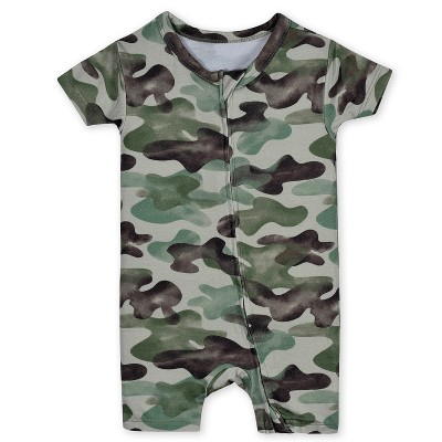 Image of Gerber Buttery-Soft Snug Fit Short Sleeve Romper - Hide & Seek Camo - 12 Months