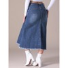 INSPIRE CHIC Women's Denim High Waisted A-Line Fishtail Hem Long Jean Skirt - 4 of 4