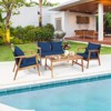 Tangkula 4PCS Patio Rattan Furniture Set Wood Frame Cushioned Sofa with Coffee Table Sectional Conversation Sofa Set for Garden - 2 of 4