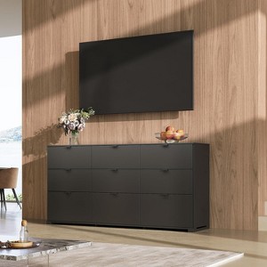 GALAXHERO Modern 9 Drawer Wood Dresser Chest Large Bedroom Organizer with Metal Handles, TV Stand for 75" TV, （63" W） - 1 of 1