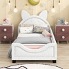 Teddy Fleece Twin Size Upholstered Daybed with Carton Ears Shaped Headboard, White - 4 of 4