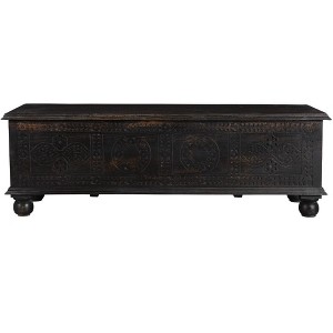 HomeRoots 54" Black Solid Wood Distressed Lift Top Solid Coffee Table - 1 of 4