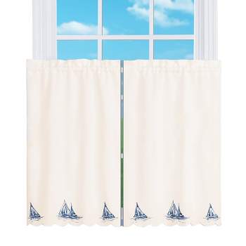 Collections Etc Sailboat Embroidered Curtains