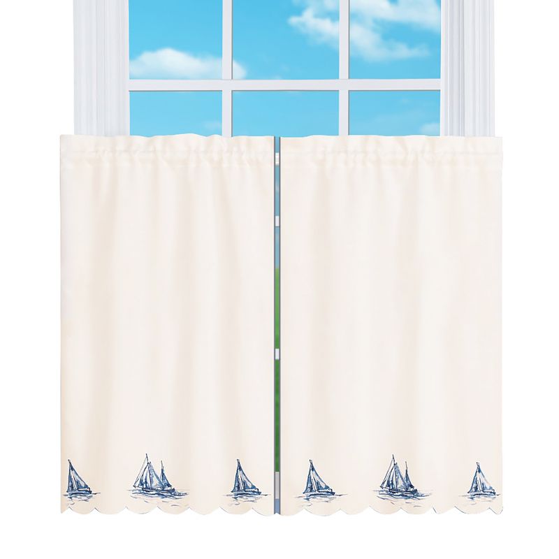 Collections Etc Sailboat Embroidered Curtains, 1 of 4