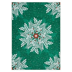Coolmee Christmas Snowflakes Living Room Rug Non Slip Low Pile Washable Carpet for Bedroom Office Hallway Outdoor Rug Blue - 1 of 4
