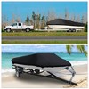 Unique Bargains 210D Trailerable Boat Cover Waterproof Fishing Ski Bass Speedboat V-shape Black - 2 of 4