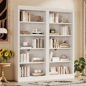 83'' Tall 5-Tier Modern Bookcase with Adjustable Shelves and LED Lighting for Home Office or Living Room Organizer-3irtyhousy - 1 of 4