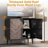 Gray 31 Point 5 Inch Storage Cabinet with Shelf and Doors Heavy Duty Woodgrain Finish for Dining Room Living Room and Entryway Walnut Grain - 2 of 4