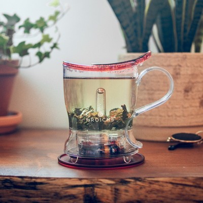 Red BPA-Free Tritan Plastic Bottom Dispensing Tea Maker, 17.7 fl oz