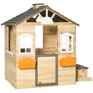 Dexmalle Wooden Playhouse for Kids Outdoor Garden Pretend Play Games - 1 of 4