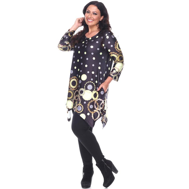 Women's Plus Size 3/4 Sleeve Printed Erie Tunic Top with Pockets - White Mark, 2 of 4
