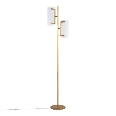 Rhonda 71" Gold Metal Floor Lamp with White Shades