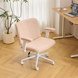 VINGLI Criss Cross Chair with Adjustable Flip-Up Arms,Cross Legged Chair with Wheels,Extra Wide Office Chair,Desk Chair,Starry Chenille - 1 of 4