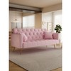 VYNXARIA 71 inch convertible love seat sofa, American retro pink velvet, suitable for small living room, bedroom, office - 3 of 4