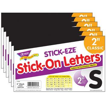 TREND Black 2" STICK-EZE® Stick-On Letters, 107 Pieces Per Pack, 6 Packs