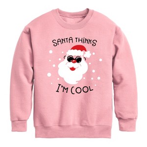 Boys' - Instant Message - Santa Thinks Im Cool Christmas Graphic Long Sleeve Fleece Sweatshirt - 1 of 4