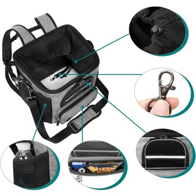 Large Gray Soft-Sided Pet Bike Carrier with Safety Straps