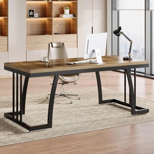 Tribesigns 63" Executive Desk, Office Computer Desk with Thick Wooden Desktop & Sturdy Metal Frame, Simple Writing Study Table for Home Office - 1 of 4