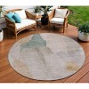 Copper And Pale Aqua Abstract Washable Indoor Outdoor Area Rug - 2 of 4