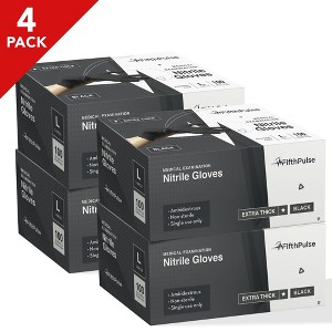 FifthPulse Bulk Case of Extra-Thick Disposable Nitrile Medical Exam Gloves, Black, 100 Count, S - 4.5ML Thickness - 4 Pack - 1 of 4