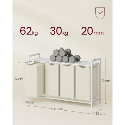 White Metal Frame Laundry Sorter with Removable Bags