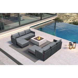 PURPLE LEAF Patio Furniture Set  Outdoor Conversation Sets PP Rope Patio Sofa with Cushions and Table Weaving  Seating Furniture Gray - 1 of 4