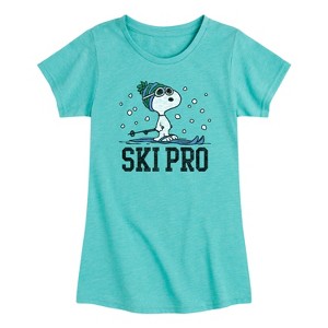 Girls' - Peanuts - Snoopy Ski Pro Short Sleeve Graphic T-Shirt - 1 of 3