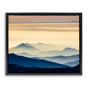 Stupell Industries Layered Foggy Sunrise Mountain Peaks Radiant Glow Floating Frame Canvas Art, Black, 31" x 25" - 1 of 4