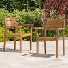 2-Piece Acacia Wood Patio Dining Chairs, Weather-Resistant Outdoor Armchairs for Garden, Backyard, and Poolside, Teak Finish-Coolbibila - 2 of 4