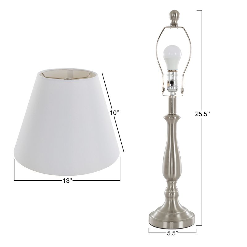 Table Lamps and Floor Lamp Traditional Set of 3 (3 LED bulbs included) Brushed Steel - Yorkshire Home, 3 of 7