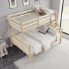 MAYEERTY Twin over Full Bunk Bed with Ladder, Wooden Bed Frame with High Guardrail and Ladder for Kids, No Box Spring Needed, Natural - 3 of 4