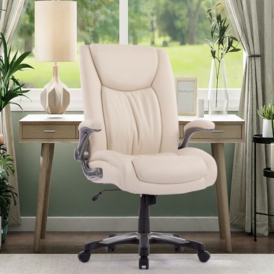 COLAMY Big and Tall Office Chair 400lbs, Heavy Duty High Back Desk Chair with Flip-up Arms and Wide Thick Seat – Black