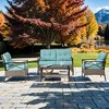 ELJGET 4 Pieces Outdoor Patio Furniture Set, Wicker Rattan Conversation Set with Table for Porch Deck, Blue - 4 of 4