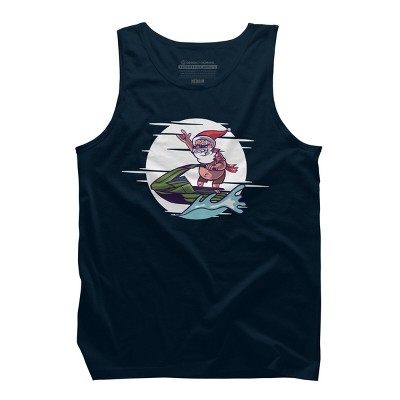 Men's Design By Humans Christmas Cartoon Santa Riding A Jet Ski By rasok Tank Top