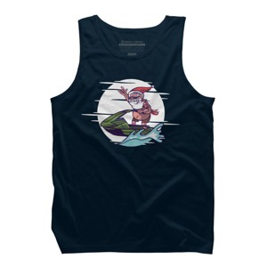Men's Design By Humans Christmas Cartoon Santa Riding A Jet Ski By rasok Tank Top - 1 of 3