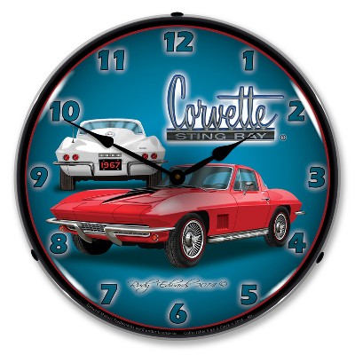 Collectable Sign & Clock | 1967 Corvette Stingray LED Wall Clock Retro/Vintage, Lighted