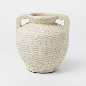 Woven Texture Ceramic Vase Cream - Threshold™ designed with Studio McGee - 1 of 3