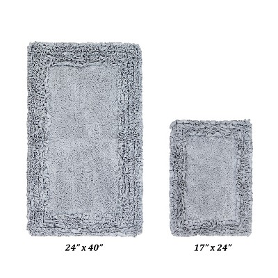 Shaggy Border Collection 2-Piece Bath Rug Set 100% Cotton Tufted Weave Ruffle Border Pattern Bathroom Rug for Machine Washable Bathmat