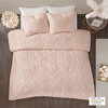 Gulches Laetitia 3 Piece Pink Tufted Chenille Medallion Cotton King Duvet Cover Set - 3 of 4
