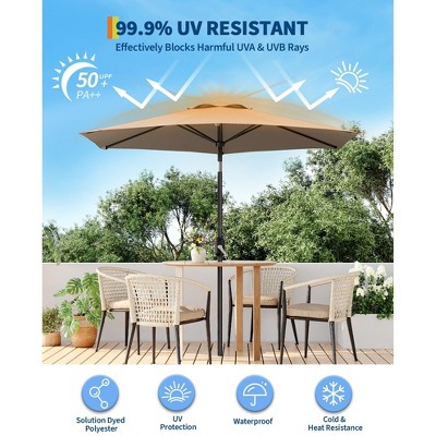 7.5FT Outdoor Patio Umbrella, 6-Rib Outdoor Market Umbrella with Push Button Tilt and Crank, Sun Shade Umbrella for Restaurant, Pool, Garden,Backyard