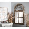 Farmhouse Glass Window Pane Inspired Wall Mirror with Arched Top Brown - Olivia & May: Large Decorative Accent, No Assembly Required - 2 of 4