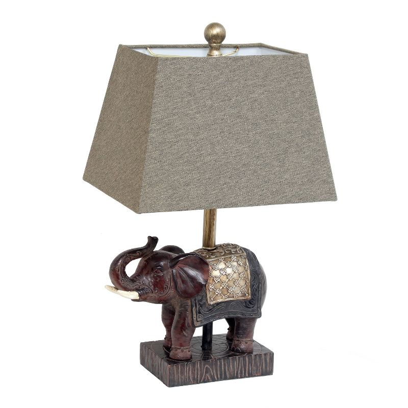 Elephant Table Lamp with Fabric Shade Brown - Lalia Home, 1 of 10