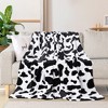 PiccoCasa 300GSM Cow Printed Fleece Flannel Throw Blanket Black and White 1 Pc - 2 of 4