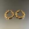 Chunky Gold Hoop Earrings for Women, 14k Gold Plated Thick Triple Hoop Earrings Hypoallergenic Trendy Chunky Gold Hoops - 4 of 4