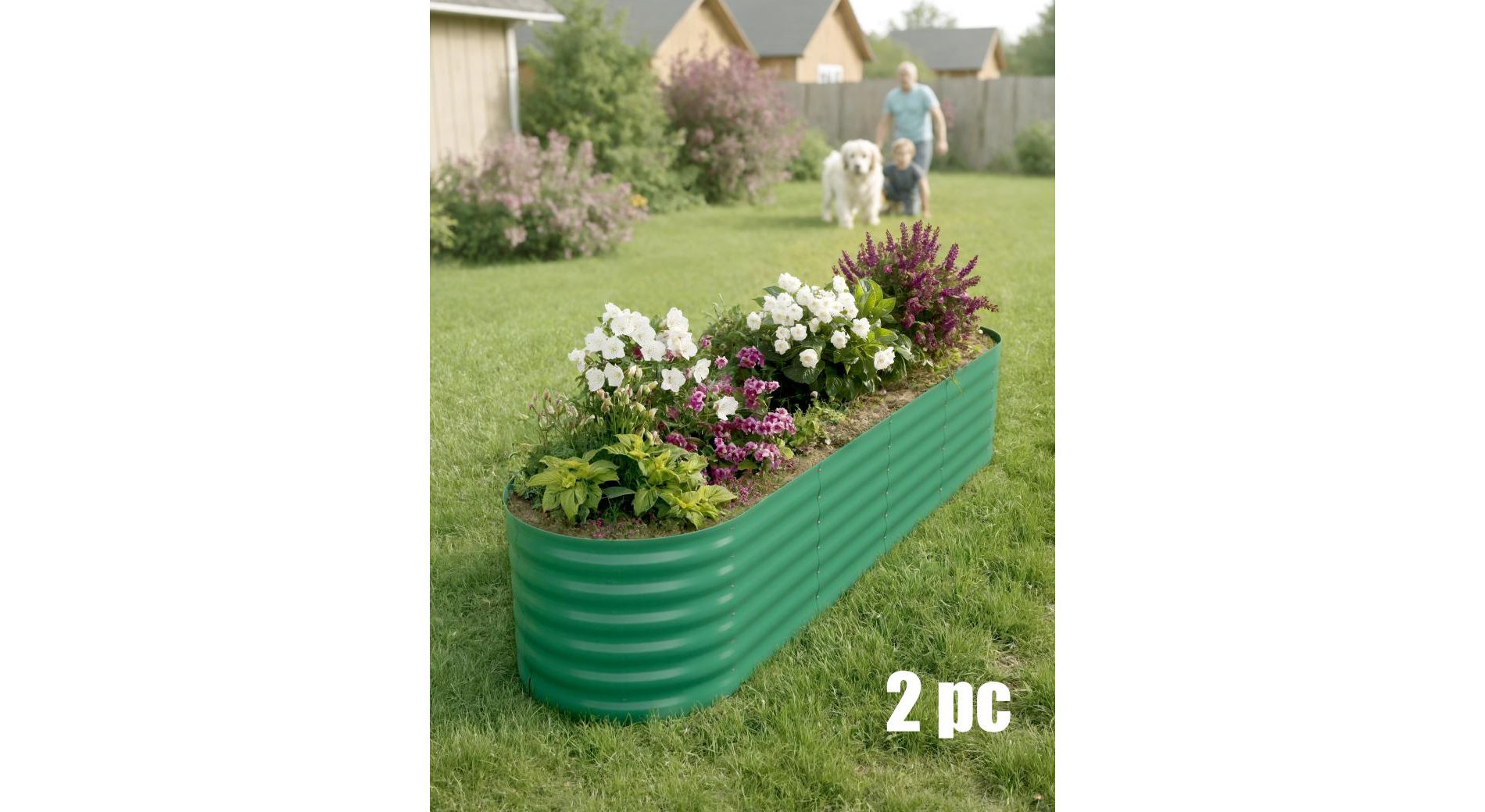 2 Pack Steel Raised Garden Bed 8x2x1.5ft,Metal Deep Root Planter Box for Vegetables Flowers Herbs,Large Oven Garden Planting Bed,Easy Assembly