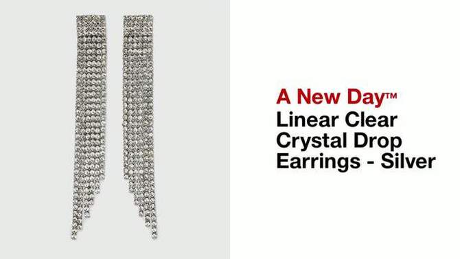 Linear Clear Crystal Drop Earrings - A New Day&#8482; Silver, 2 of 5, play video